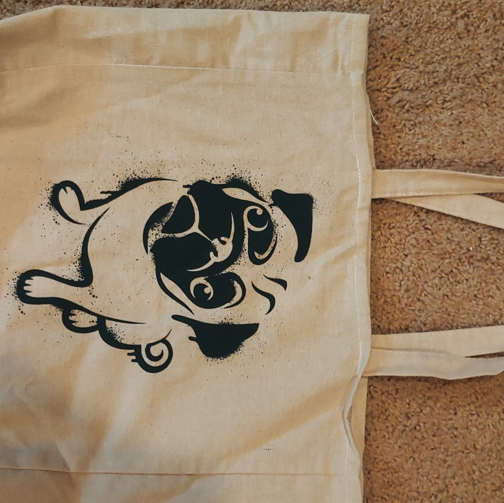 2 Pug Themed Cotton Bags